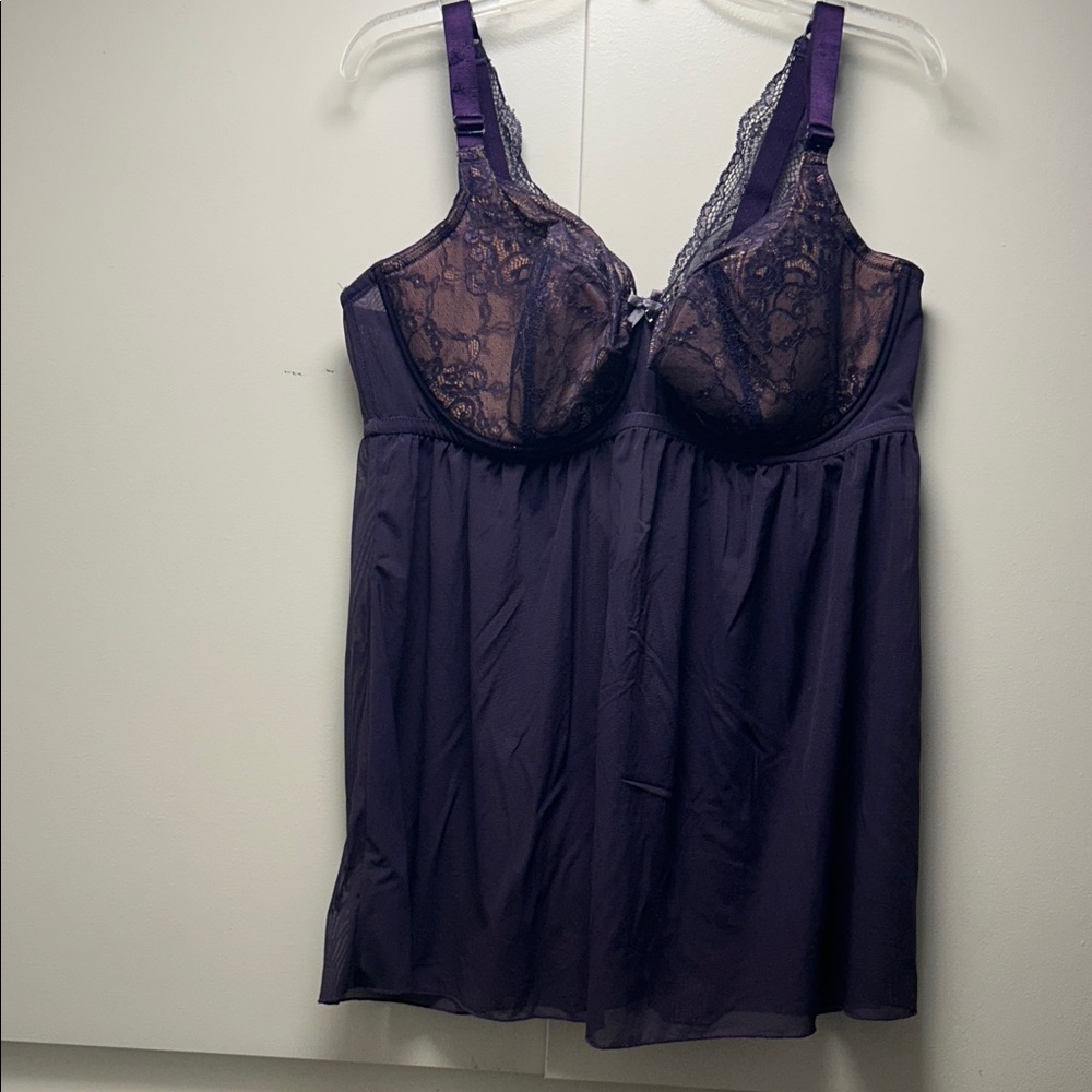 Adore Me Deep Purple Lace Babydoll Chemise